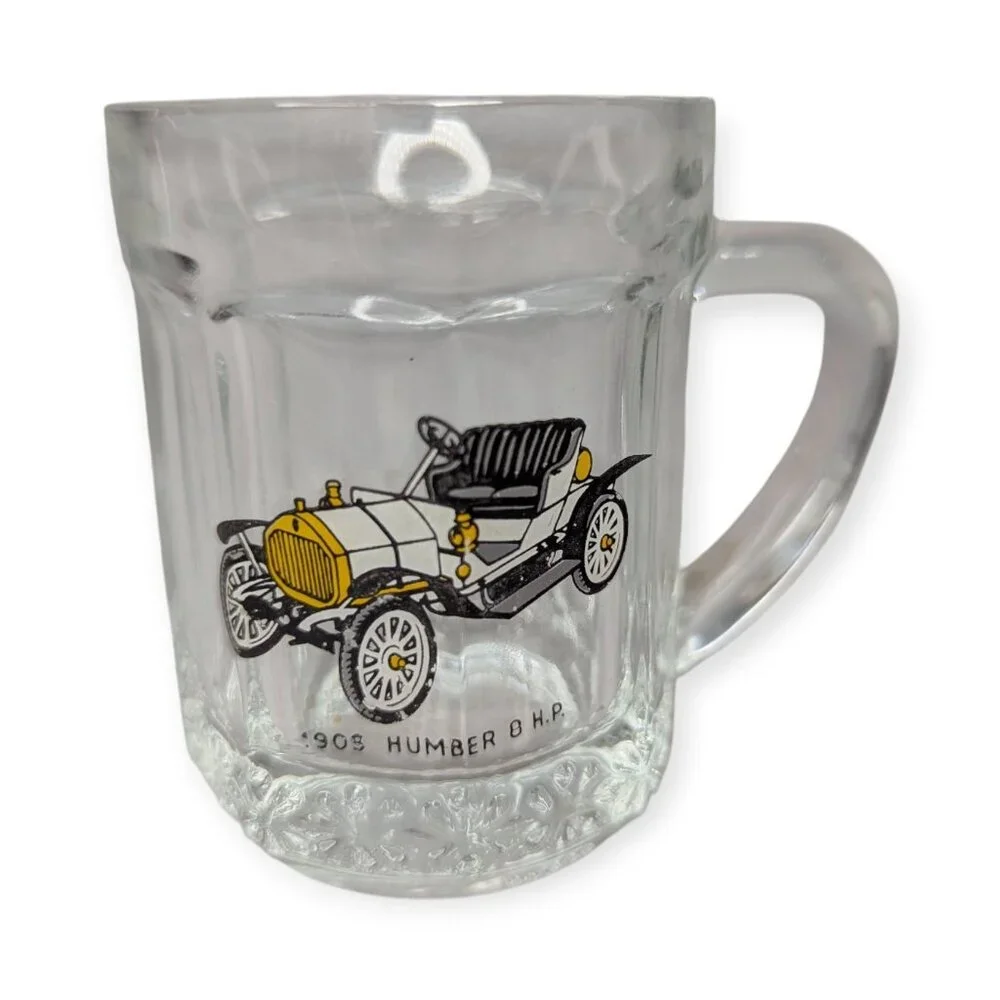 Vintage 1909 Humber 8 H.P. Classic Car Glass Shot Glass w/ D Handle 2.5